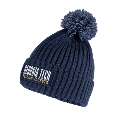 Shop Adidas Originals Adidas Navy Georgia Tech Yellow Jackets Modern Ribbed Cuffed Knit Hat With Pom In Royal