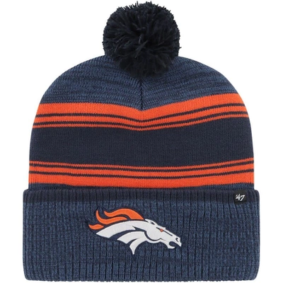 Shop 47 ' Navy Denver Broncos Fadeout Cuffed Knit Hat With Pom