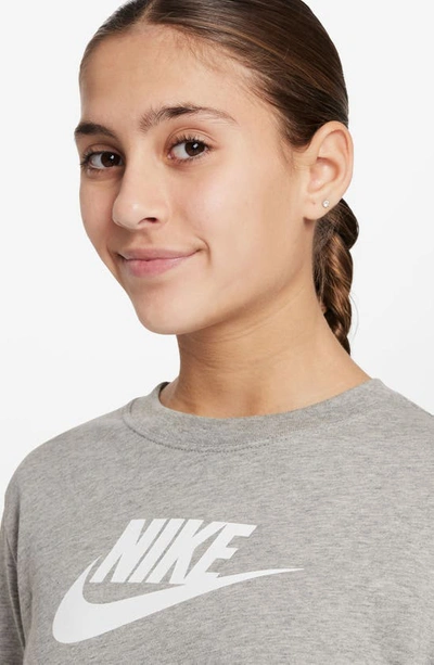 Shop Nike Kids' Sportswear Long Sleeve Logo T-shirt In Dark Grey Heather
