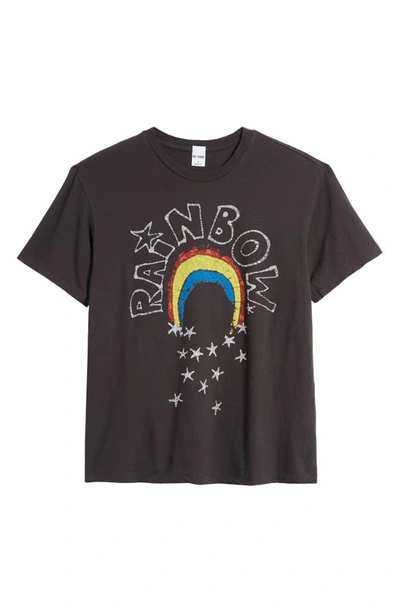 Shop Re/done '90s Easy Rainbow Cotton Graphic T-shirt In Washed Black