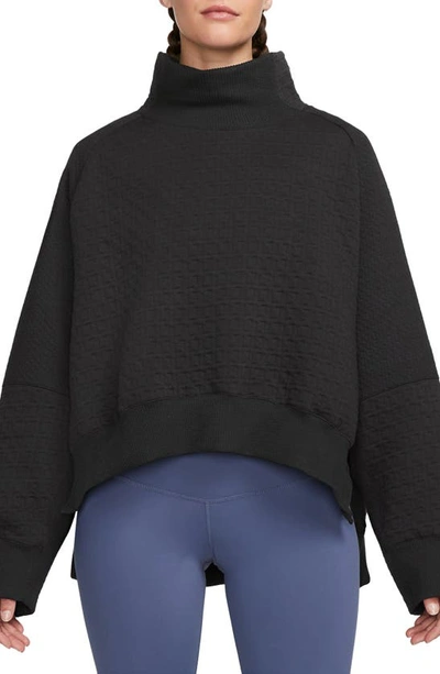 Shop Nike Therma-fit Fleece Sweatshirt In Black/ Pcg6c