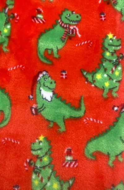 Shop Munki Munki Kids' Santasaurus Rex Two-piece Pajamas In Green
