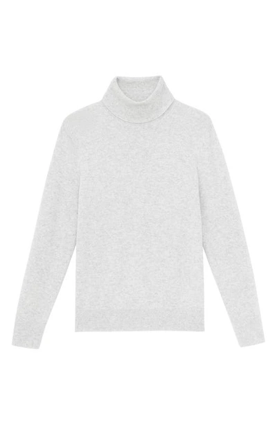 Shop Lafayette 148 Metallic Trim Cashmere Turtleneck Sweater In Grey Heath