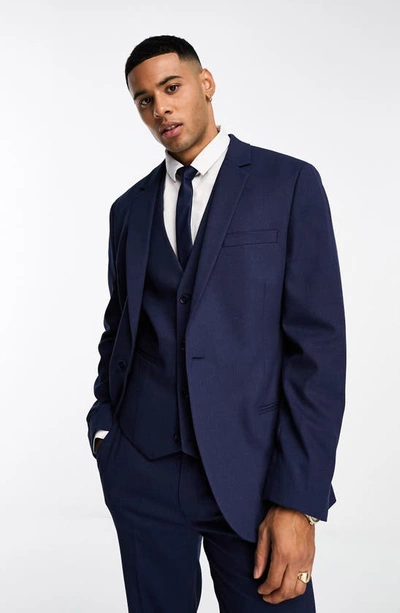 Shop Asos Design Slim Fit Suit Jacket In Navy