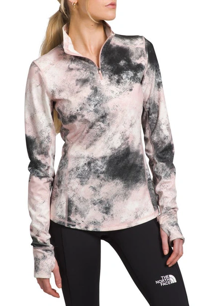 Shop The North Face Warm Half Zip Pullover In Pink Moss Faded Dye Camo Print