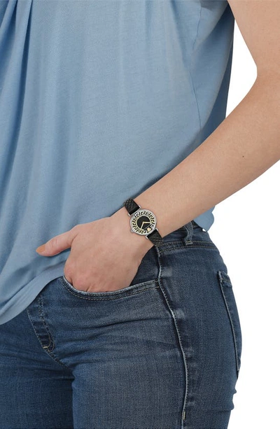 Versace Greca Chic Leather Strap Watch, 35mm In Black/ Stainless Steel