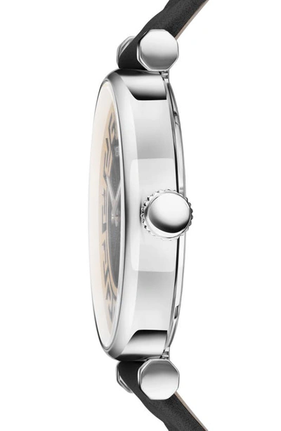 Versace Greca Chic Leather Strap Watch, 35mm In Black/ Stainless Steel