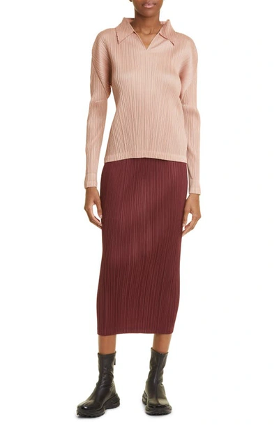 Shop Issey Miyake Pleats Please  Monthly Colors October Pleated Top In Beige