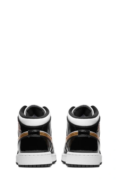 Shop Jordan Nike  Air  1 Mid Se Basketball Shoe In Black/ Metallic Gold/ White