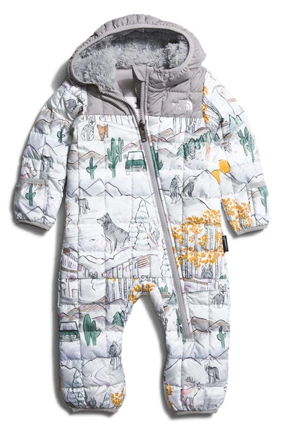 Shop The North Face Thermoball™ Hooded One-piece Snowsuit In Tnf White Like A Wolf Print