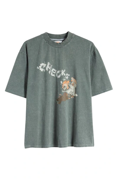 Shop Checks Campfire Graphic T-shirt In Deep Olive