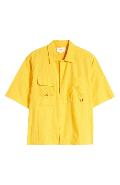 Shop Checks Short Sleeve Nylon Snap-up Fishing Shirt In Marigold