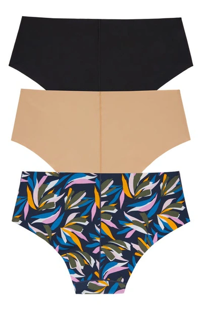 Shop Dkny Litewear Cut Anywhere Assorted 3-pack Hipster Briefs In Black/ Glow/ Jungle Print