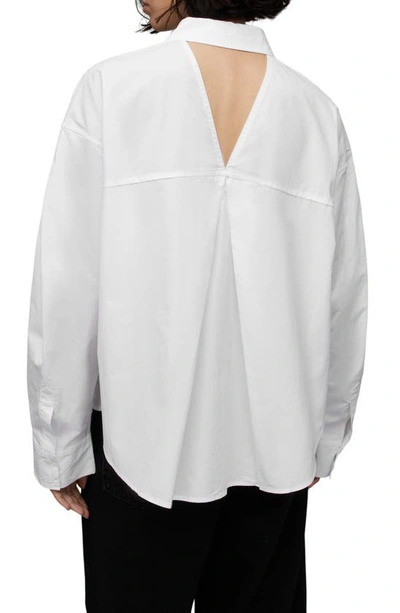 Shop Allsaints Eliana Cutout Cotton Poplin Button-up Shirt In White