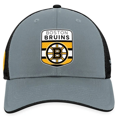 Shop Fanatics Branded  Gray/black Boston Bruins Authentic Pro Home Ice Trucker Adjustable Hat