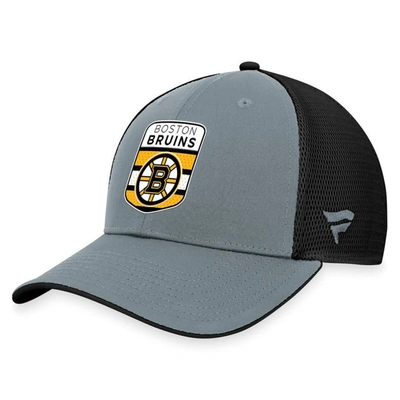 Shop Fanatics Branded  Gray/black Boston Bruins Authentic Pro Home Ice Trucker Adjustable Hat