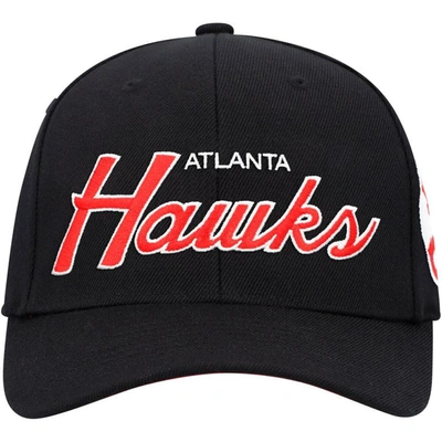 Shop Mitchell & Ness Black Atlanta Hawks Mvp Team Script 2.0 Stretch Snapback Hat