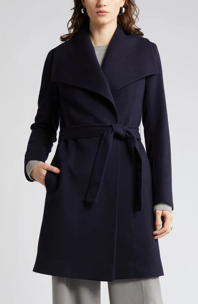 Shop Fleurette Jordon Belted Wool Wrap Coat In Midnight