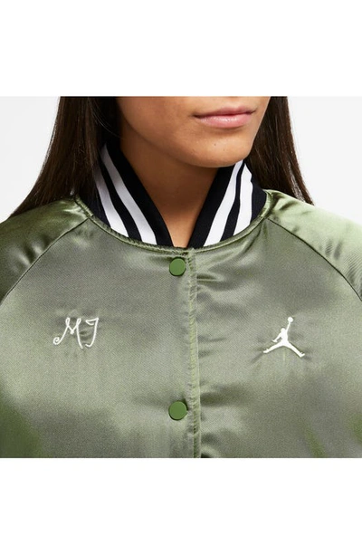 Shop Jordan Varsity Jacket In Sky Light Olive