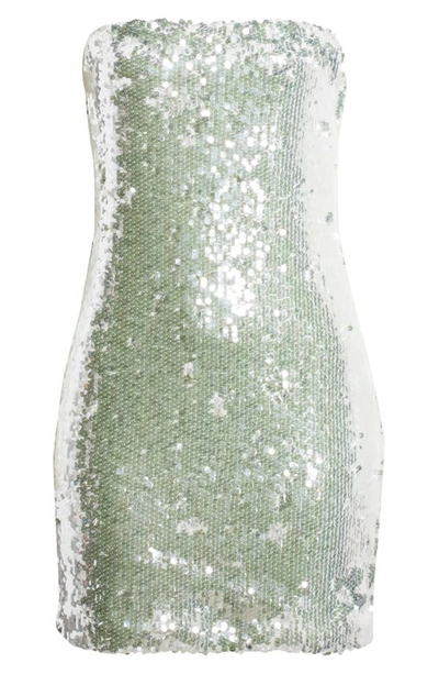Shop Wayf X Jourdan Sloane Paris Sequin Strapless Minidress In Silver Seqiuin