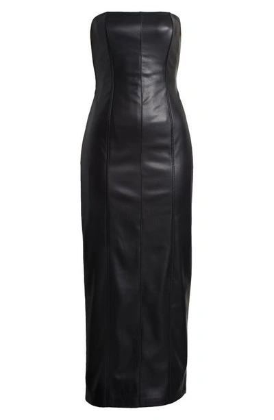 Shop Wayf X Jourdan Sloane Naomi Strapless Faux Leather Dress In Black