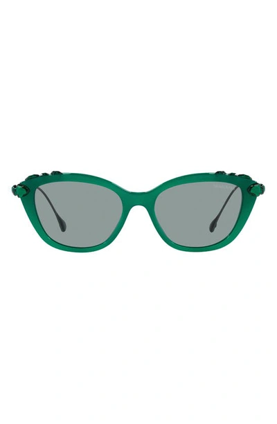 Shop Swarovski 53mm Cat Eye Sunglasses In Opal Green