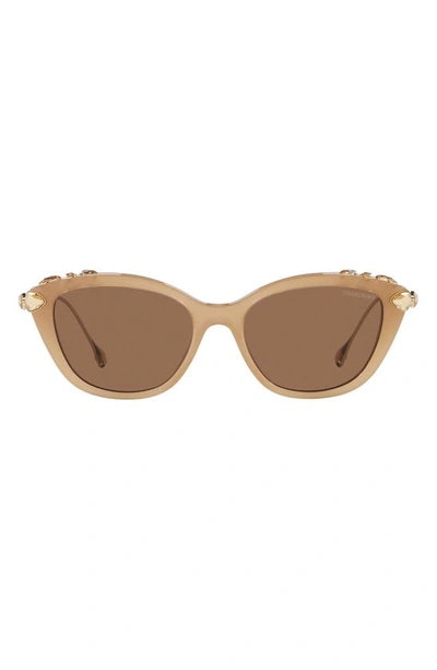 Shop Swarovski 53mm Cat Eye Sunglasses In Opal Beige
