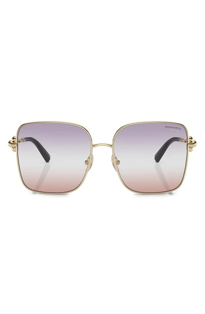 Shop Tiffany & Co 58mm Square Sunglasses In Pale Gold