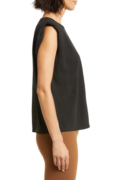 Shop Alo Yoga Headliner Shoulder Pad Sleeveless T-shirt In Black