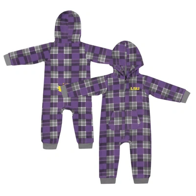 Shop Colosseum Infant   Purple Lsu Tigers Full-zip Plaid Hoodie Long Sleeve Jumper