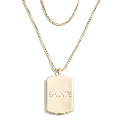 Shop Wear By Erin Andrews X Baublebar New Orleans Saints Gold Dog Tag Necklace