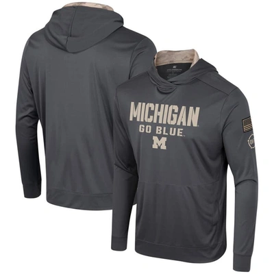 Shop Colosseum Charcoal Michigan Wolverines Oht Military Appreciation Long Sleeve Hoodie T-shirt