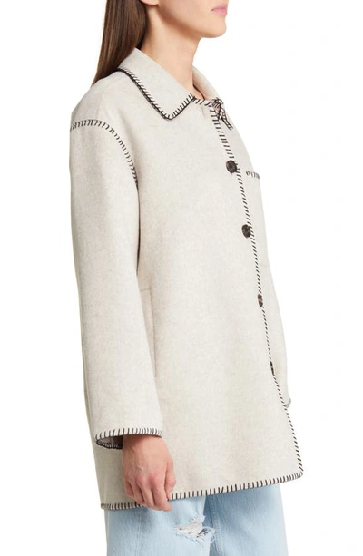 Shop Rails Odyssey Whipstitch Detail Wool Blend Jacket In Oatmeal