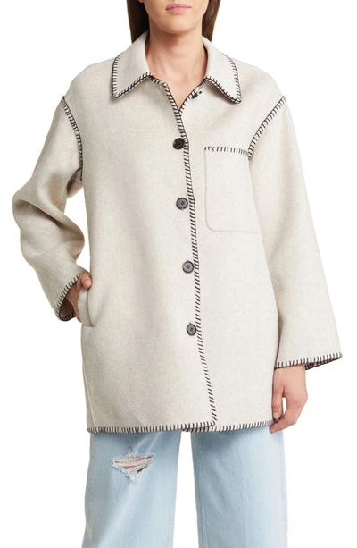 Shop Rails Odyssey Whipstitch Detail Wool Blend Jacket In Oatmeal