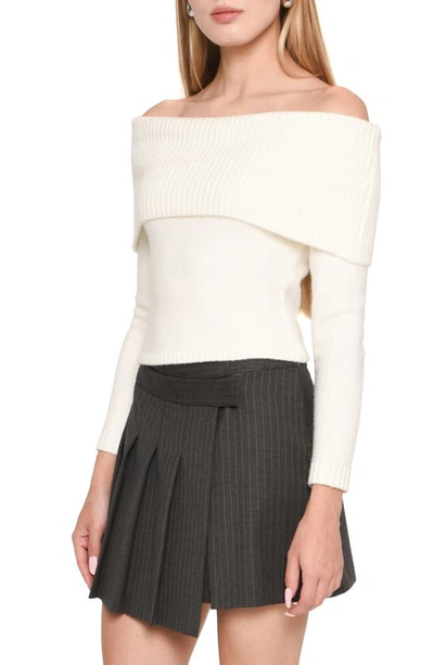 Wayf Womens Drapey Long Sleeve Off The Shoulder In Ivory