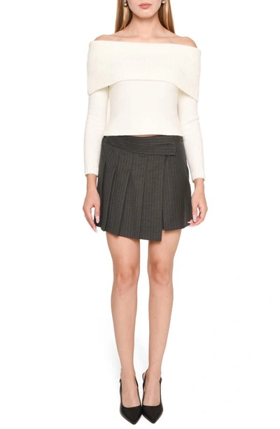 Wayf Womens Drapey Long Sleeve Off The Shoulder In Ivory