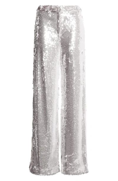 Shop Wayf X Jourdan Sloane Lily Sequin Wide Leg Pants In Silver Seqiuin