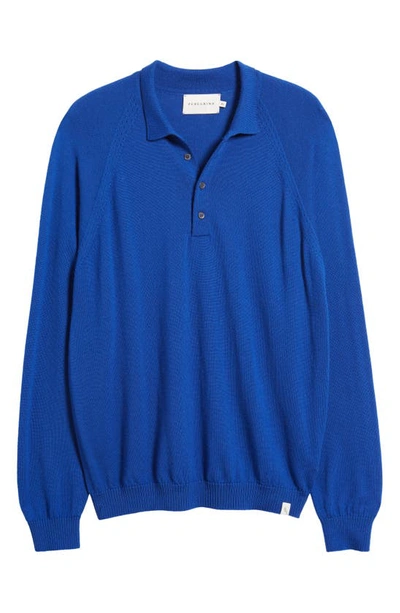 Shop Peregrine Beauford Long Sleeve Wool Polo Sweater In Cobalt