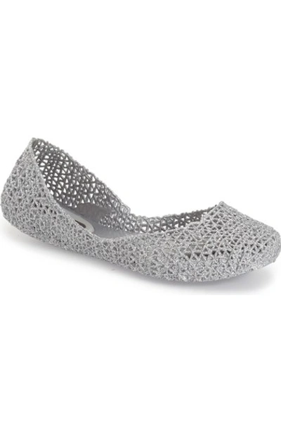 Melissa 'campana Papel Vii' Jelly Flat (women) In Silver Glitter