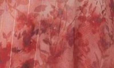 Shop Rachel Parcell Metallic Ruffle Long Sleeve Chiffon Dress In Pink Floral Multi