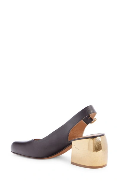 Shop Dries Van Noten Rounded Square Toe Slingback Pump In Black