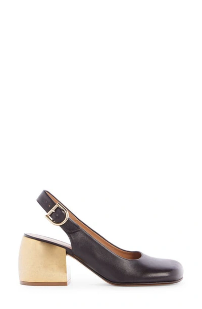 Shop Dries Van Noten Rounded Square Toe Slingback Pump In Black