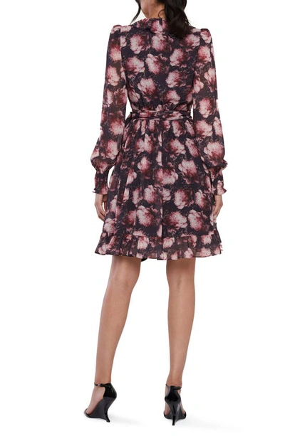 Shop Rachel Parcell Floral Long Sleeve Chiffon Wrap Dress In Black Floral Multi