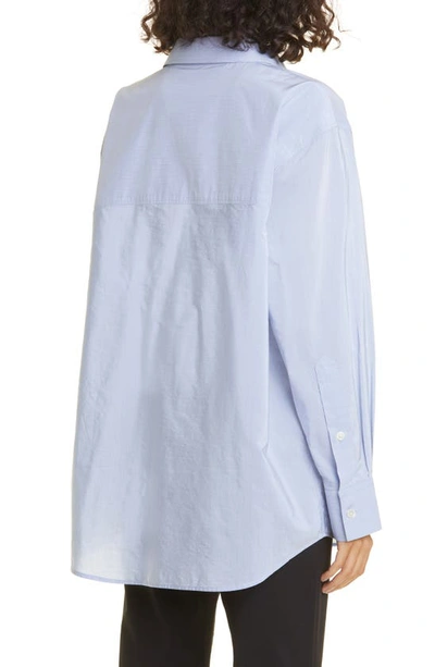 Shop Rohe Fine Stripe Button-up Shirt In Light Blue Stripe