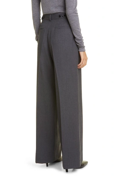 Shop Rohe Wide Leg Virgin Wool Trousers In Grey Melange