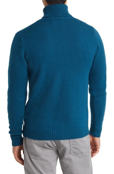 Shop Peregrine Makers Stitch Merino Wool Turtleneck Sweater In Teal