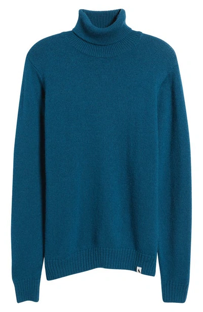 Shop Peregrine Makers Stitch Merino Wool Turtleneck Sweater In Teal