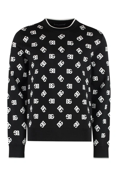 Shop Dolce & Gabbana Long Sleeve Crew-neck Sweater In Black