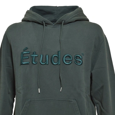 Shop Etudes Studio Études Green Cotton Klein Hoodie With Logo Embroidery Etudes