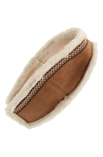 Shop Ugg Tasman Genuine Shearling Headband In Chestnut